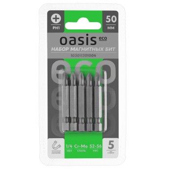 Набор бит магнитных Oasis Eco PH1x50 Cr-Mo 5 шт 103011301004