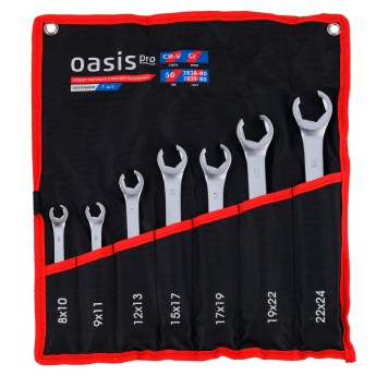 Набор гаечных ключей разрезных Oasis Pro 7 шт в сумке (cатиновый хром) 103011506014